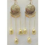 Thumbnail for Bahubali Tassel Sun Design With Long Hanging Jhumkas Earrings