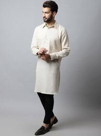 Thumbnail for Even Apparels Cream Color Cotton Solid Men's Kurta With Shirt Collar (LN027) - Distacart