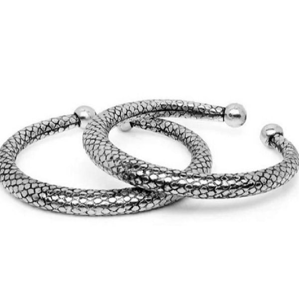 Mominos Fashion Oxidised Silver-Plated Rajasthani Design Kada Anklets