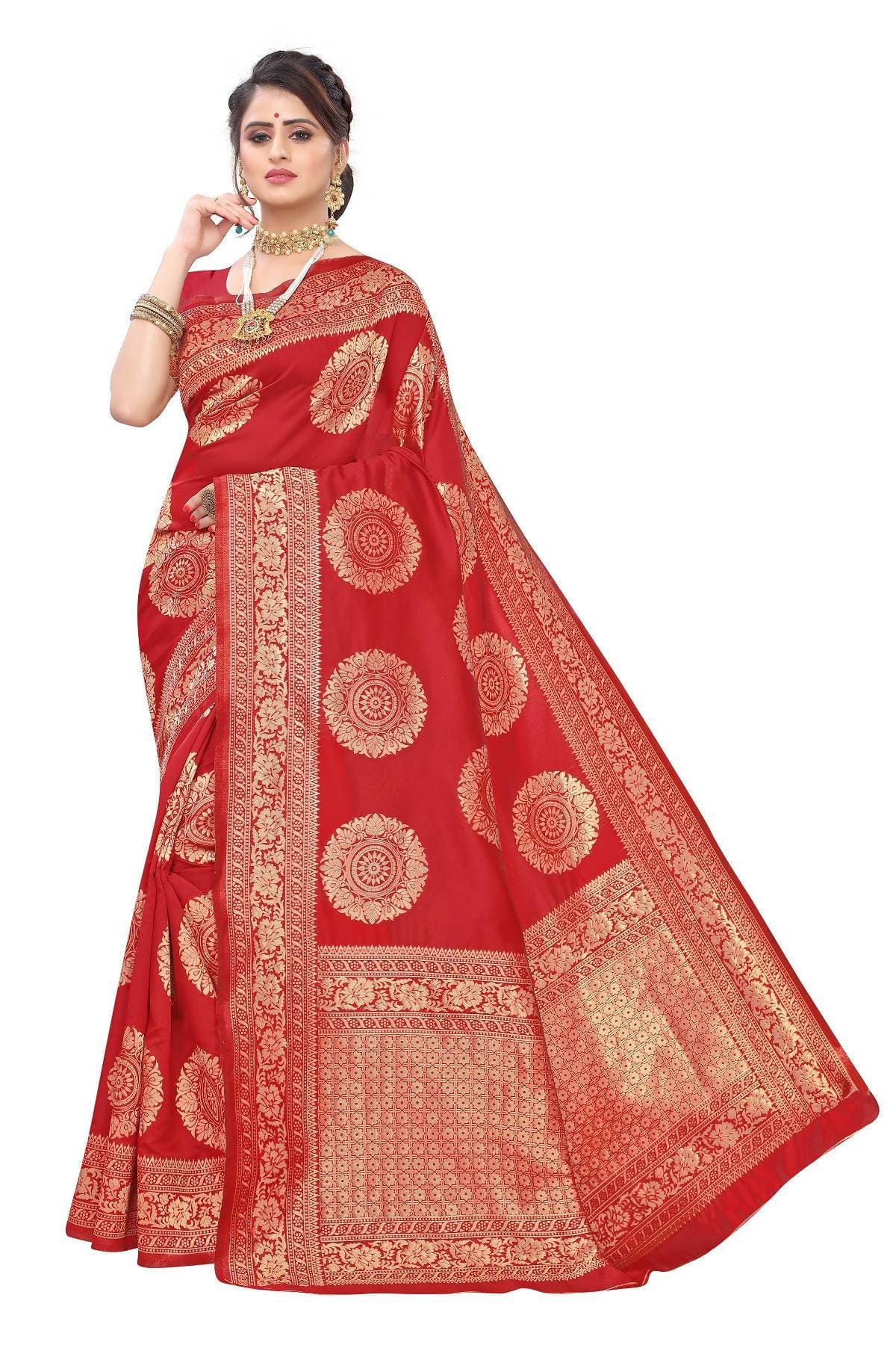 Vamika Latest Banarasi Jacquard Weaving Red Saree