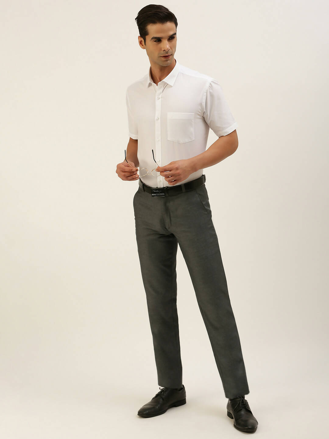Ramraj Cotton Mens Half Sleeve Formal Poly Cotton White Shirt - Distacart