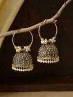 Thumbnail for NVR Women Gold Toned Contemporary Jhumkas Earrings - Distacart