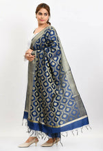 Thumbnail for Mominos Fashion Moeza Women's Banarsi Silk All Over Woven Design Navy Blue Dupatta - Distacart