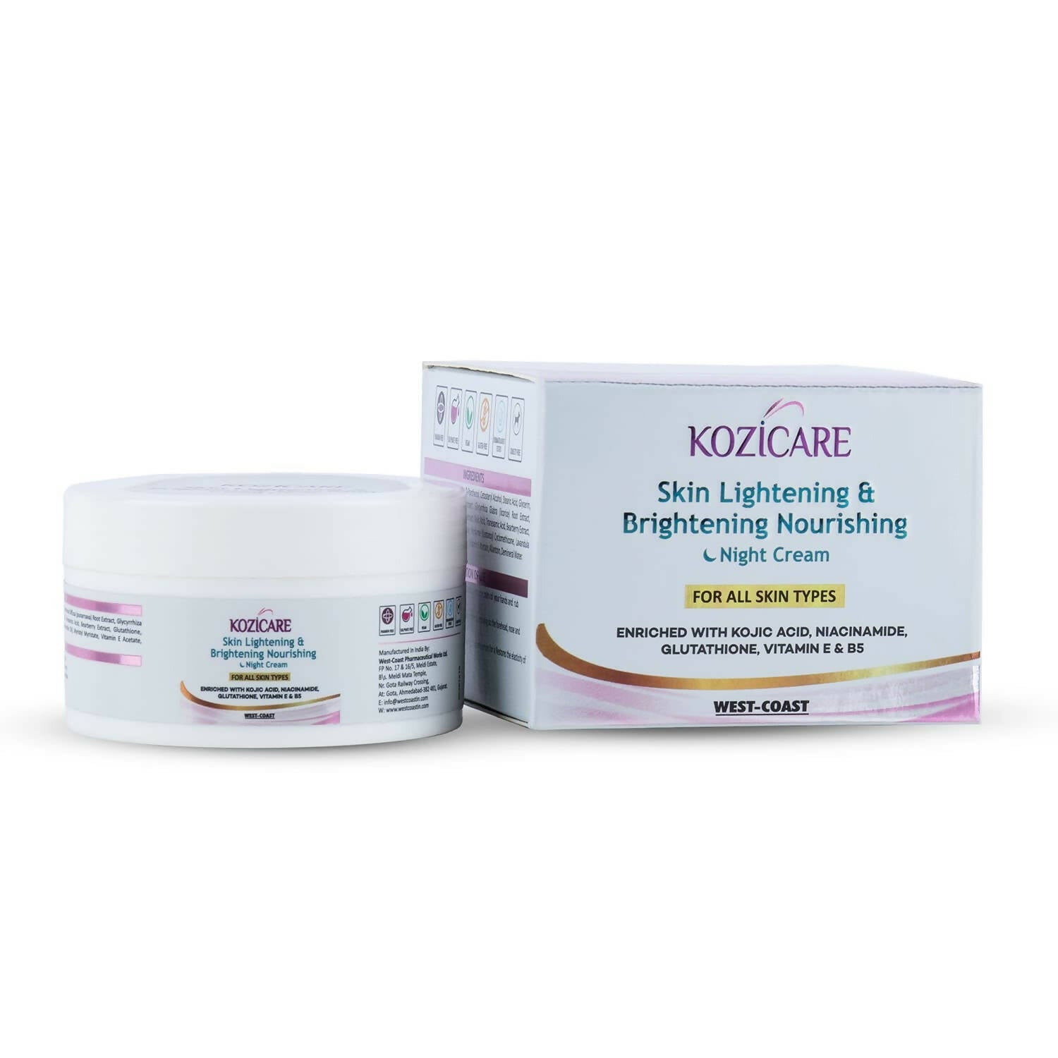 Healthvit Kozicare Skin Lightening & Brightening Nourishing Night Cream - Distacart