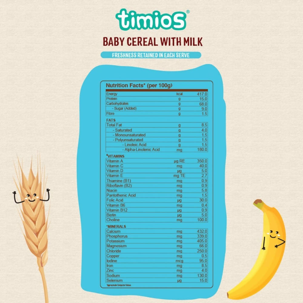 Timios Organic Wheat Banana Baby Cereal Nutrition Facts