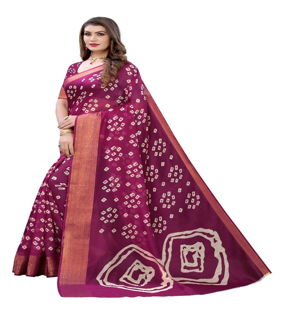 Vamika Purple Linen Jari Border Saree