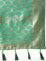 Thumbnail for Lorenvalley Fashion Wine & Green Patola Silk Woven Design Meenakari Weaving Saree - Distacart