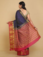 Thumbnail for Kalamandir Floral Navy Blue Pashmina Saree