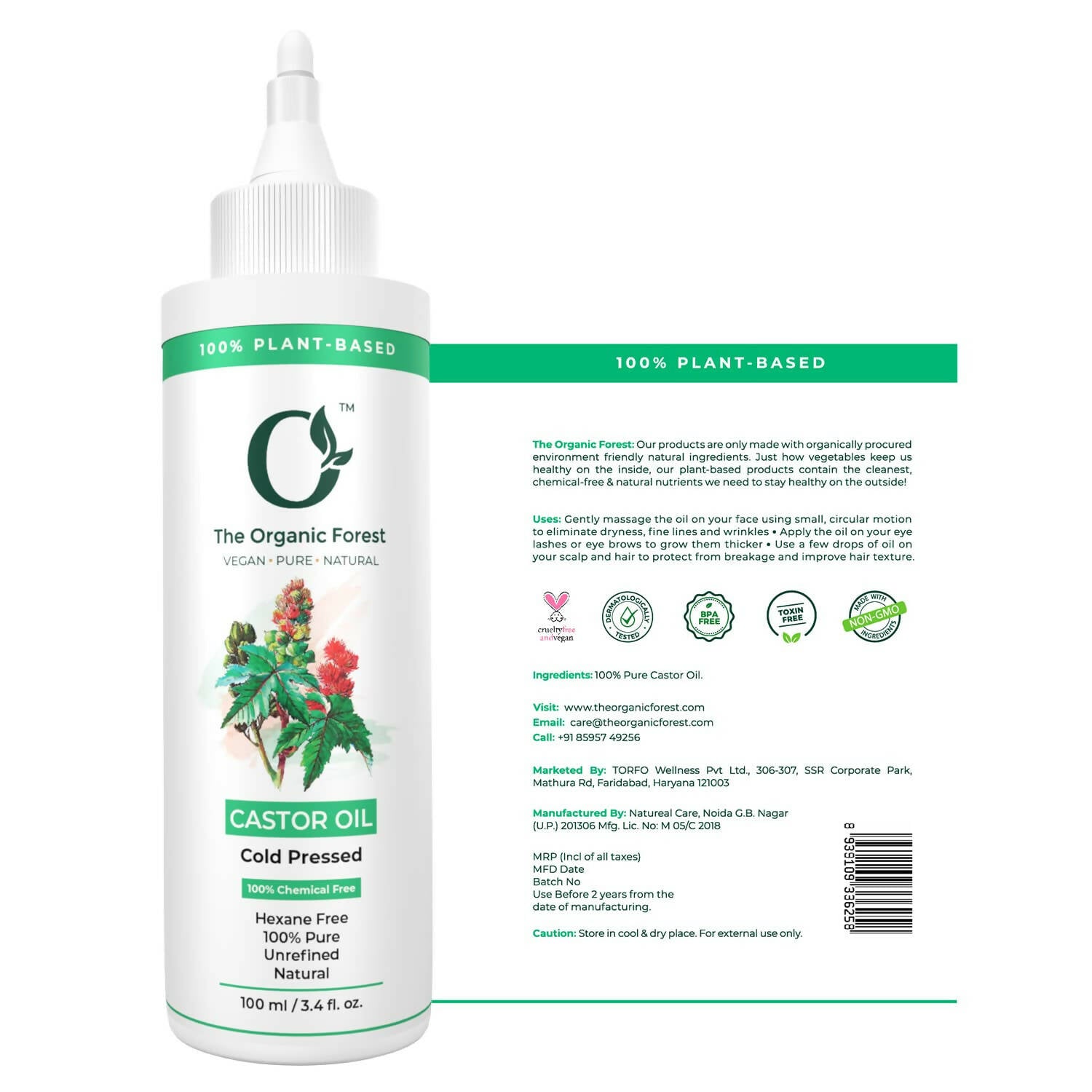 The Organic Forest Castor Oil - Cold Pressed - Distacart