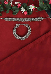 Thumbnail for Mominos Fashion Kamal Johar Oxidised Heavy Silver Anklets
