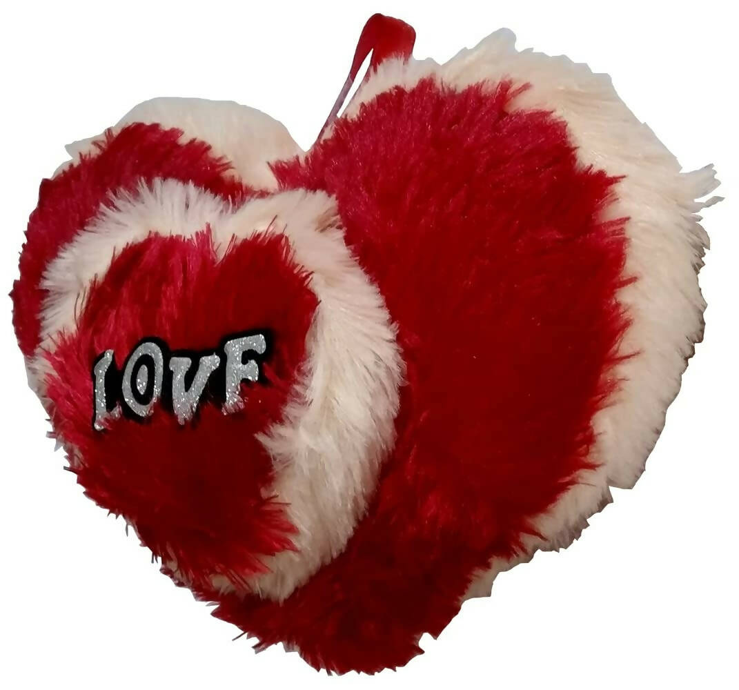 Red & Milky Love Heart Shape Pillow (Fur) Cushion - Distacart