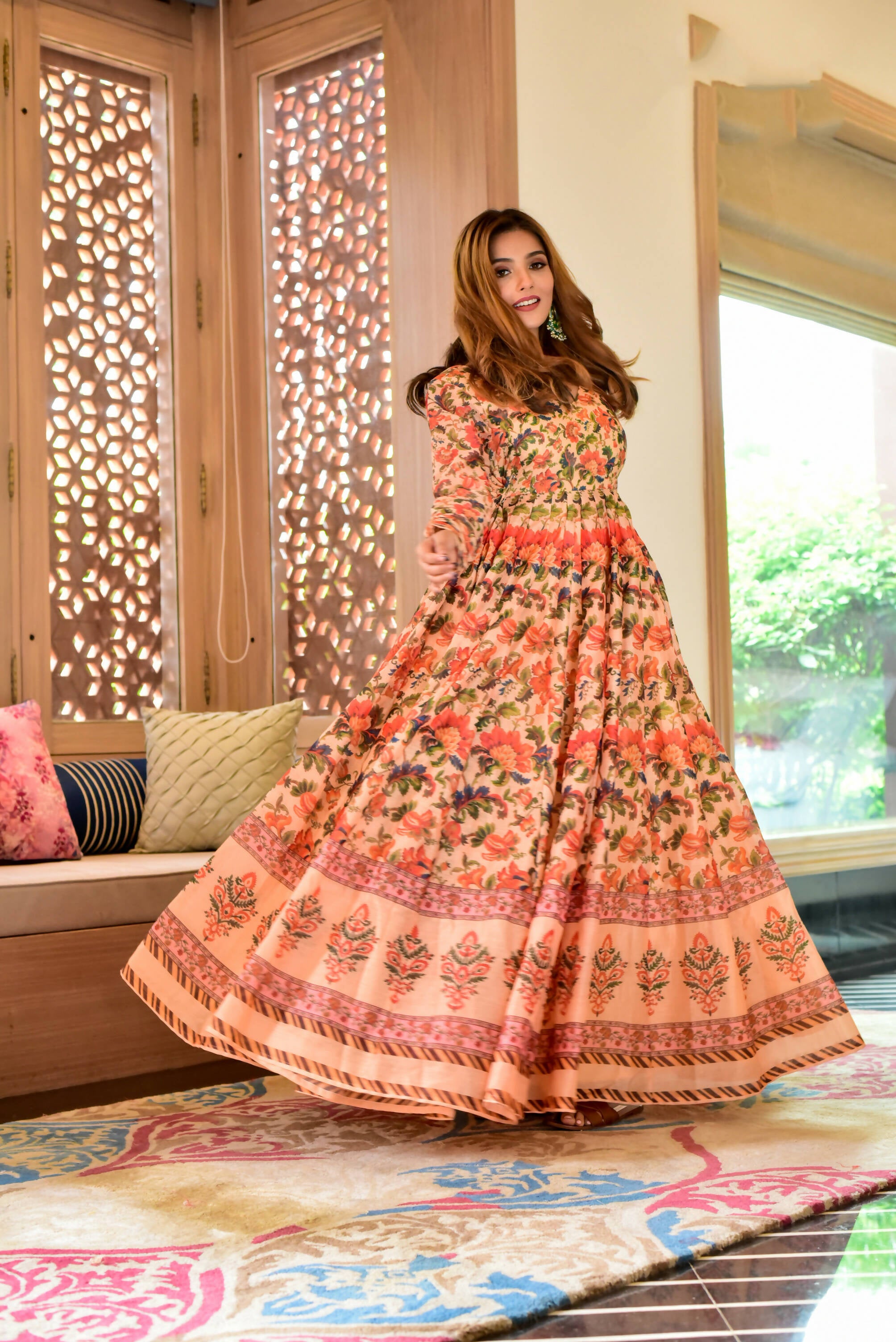 Casual Designer Multi Cotton Silk Gown - Anbazaar - Distacart