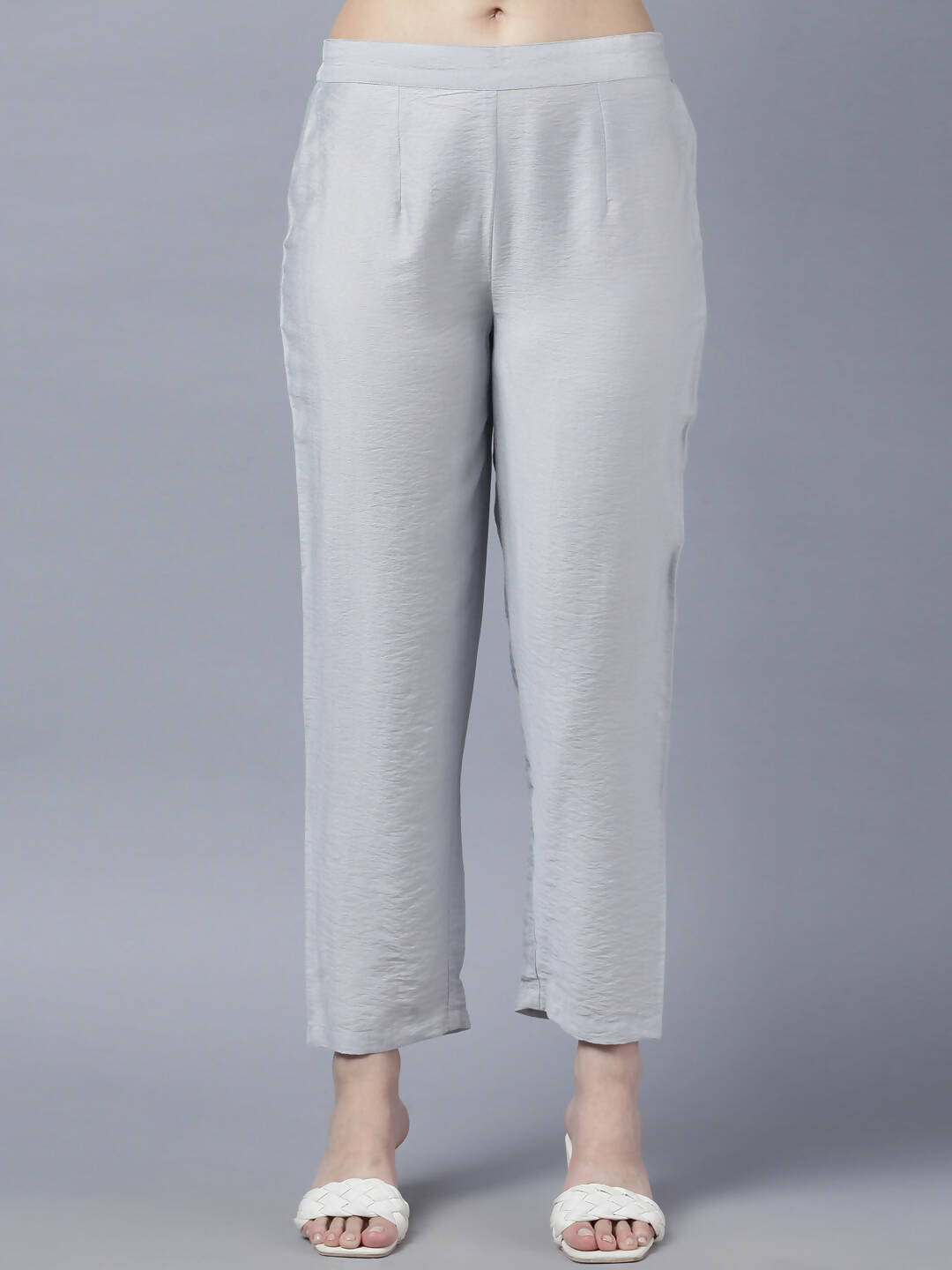 Myshka Stylish Grey Viscose 3/4 Sleeve Women's Kurta Pant Set - Distacart