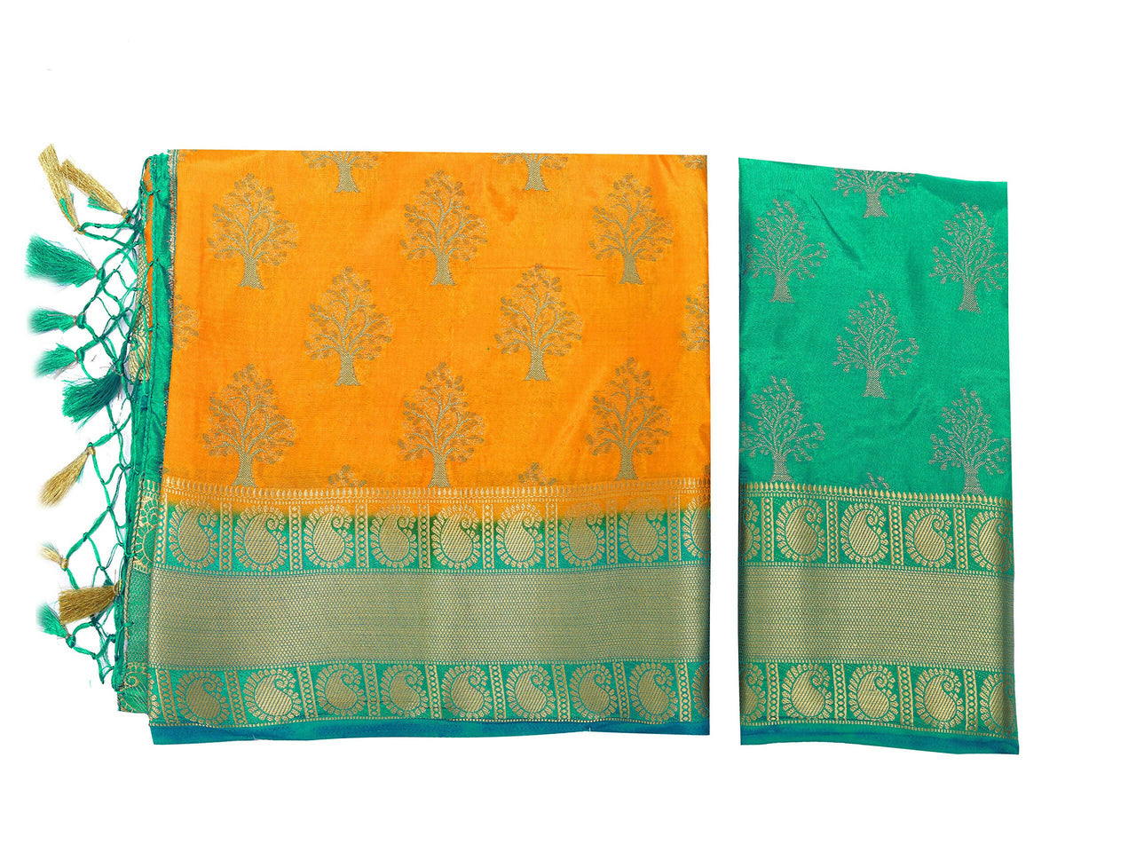 Mimosa Women's Gold Kanchipuram Silk Saree - Distacart