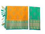 Thumbnail for Mimosa Women's Gold Kanchipuram Silk Saree - Distacart