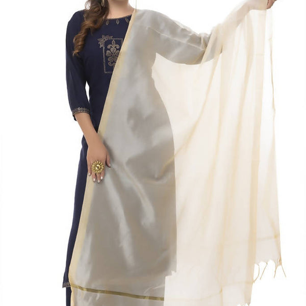 Mominos Fashion Light Golden Banarsi Piping Dupatta