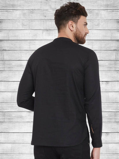 Even Apparels Pure Cotton Black Short Kurta - Black - Distacart