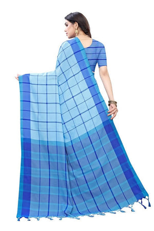 Vamika Blue Cotton Silk Weaving Sarees