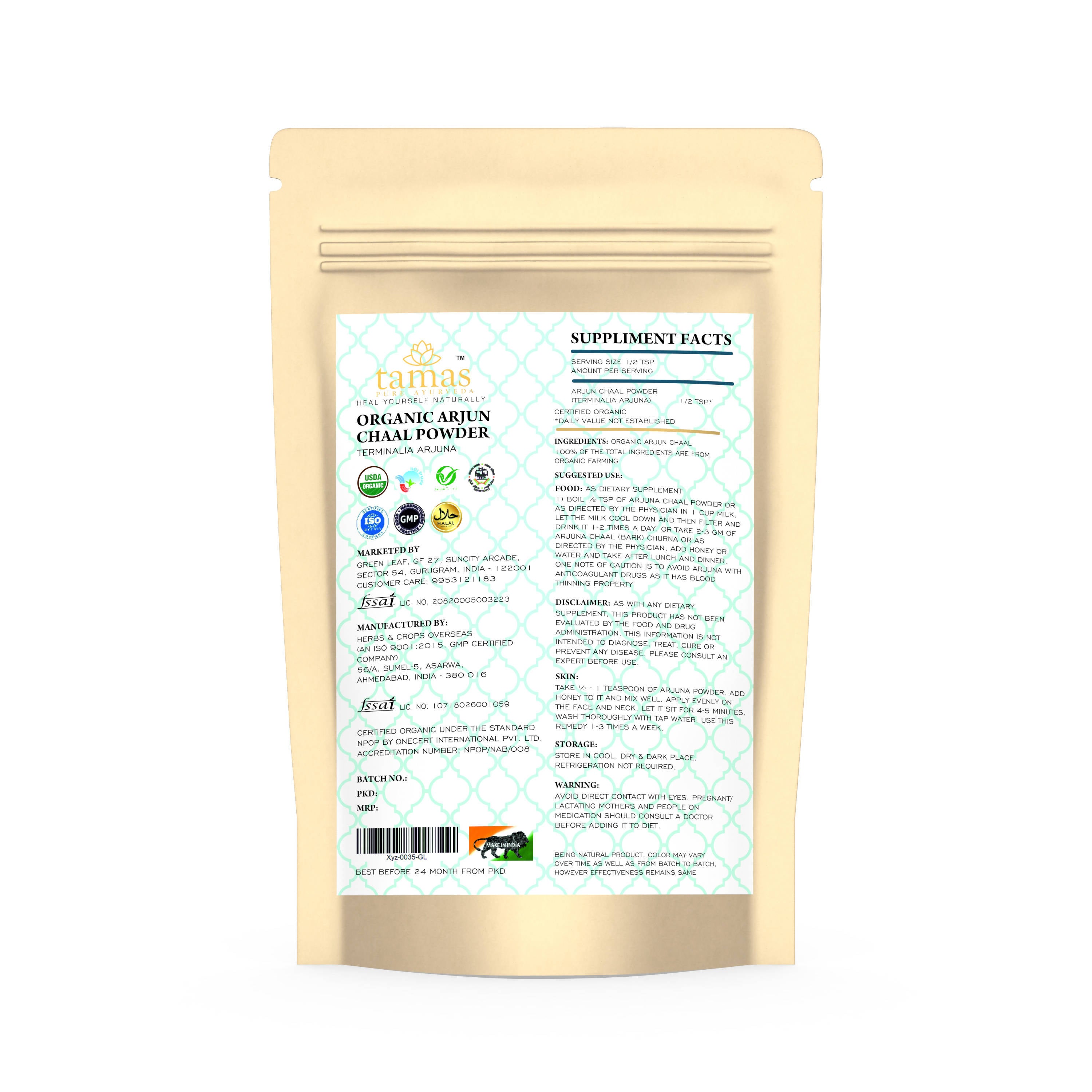 Tamas Pure Ayurveda Superfood Organic Arjun Chaal Powder - Distacart