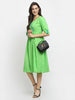 Rudra Bazaar Lime Green Flared Kurta with Belt - Distacart
