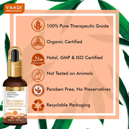Vaadi Herbals 20% Vitamin C Face Serum With Advanced Brightening Formula - Distacart