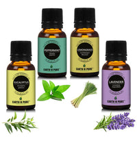Thumbnail for Earth N Pure Essential Oils (Eucalyptus, Lemongrass, Lavender & Peppermint) Combo - Distacart