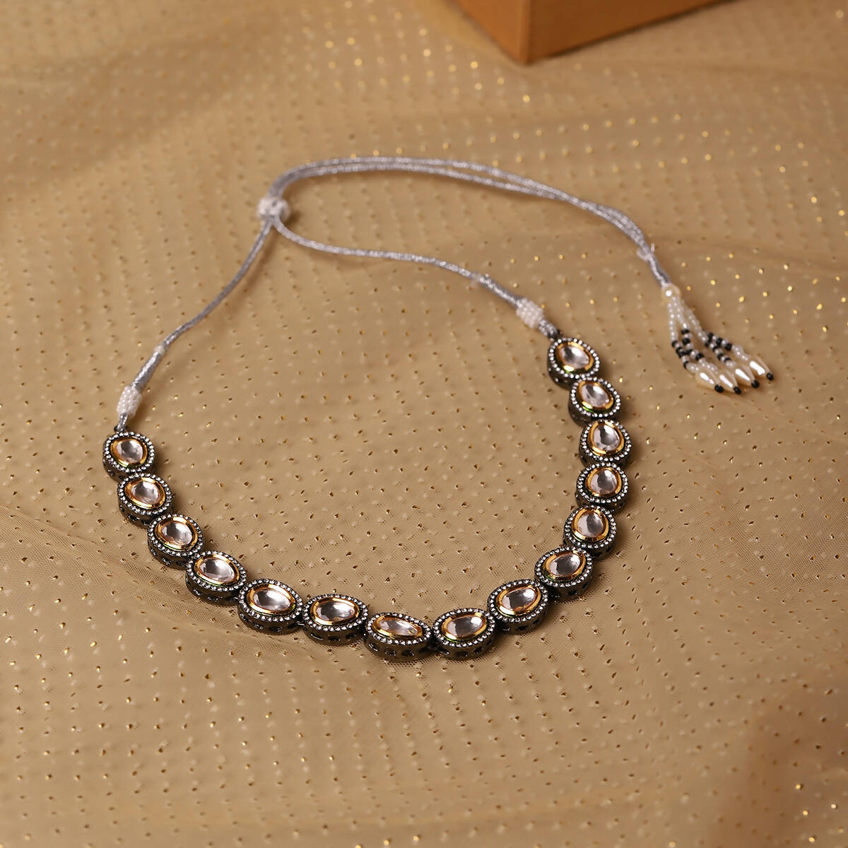 Silver-Toned Brass Rhodium-Plated Necklace - Ruby Raang - Distacart
