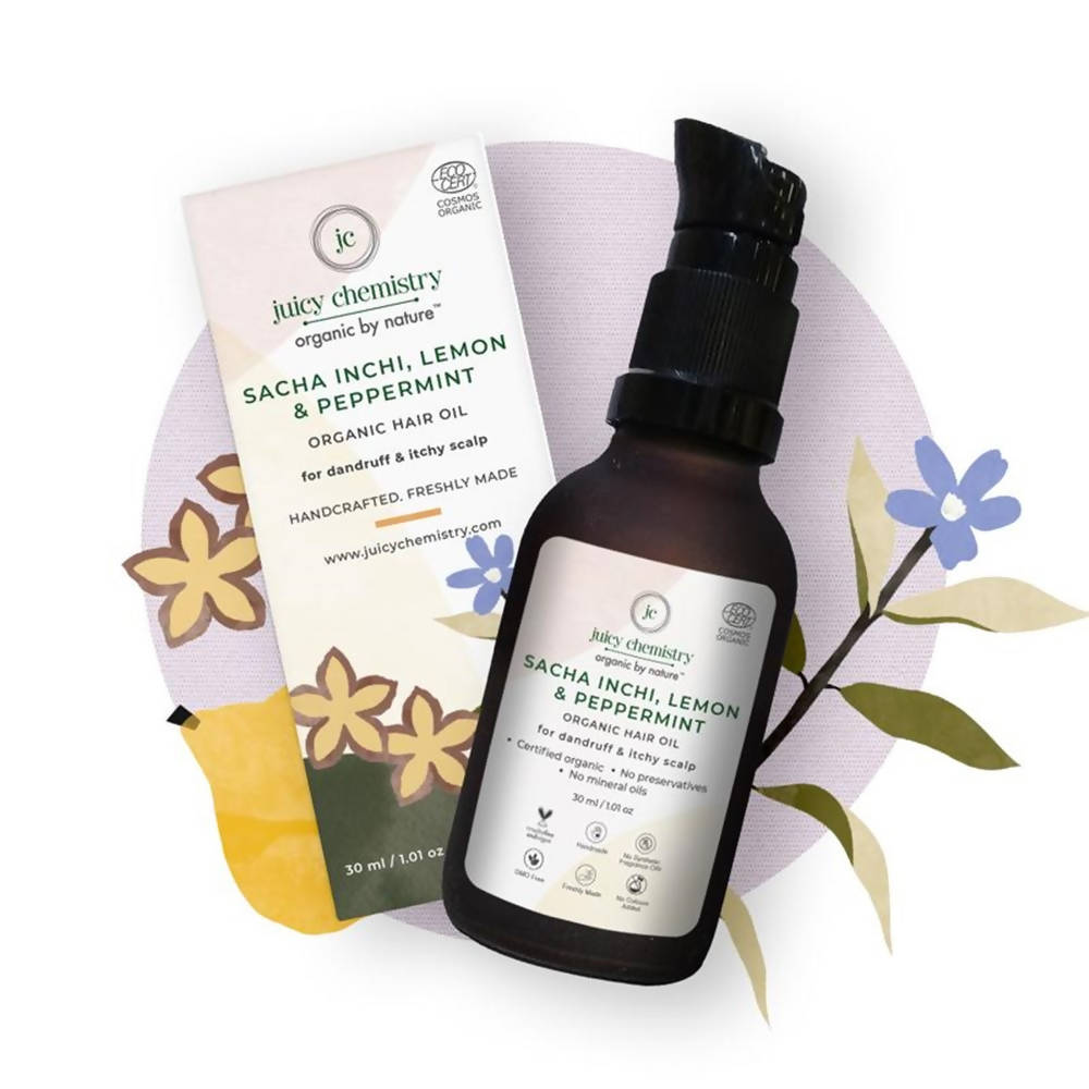 Juicy Chemistry Sacha Inchi, Lemon & Peppermint Organic Hair Serum - Distacart