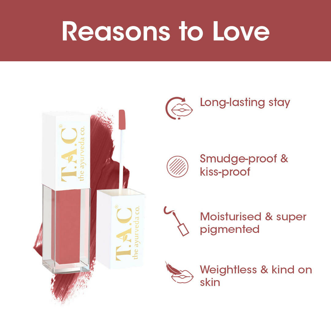 TAC - The Ayurveda Co. Liquid Matte Brown Bae Lipstick - Distacart