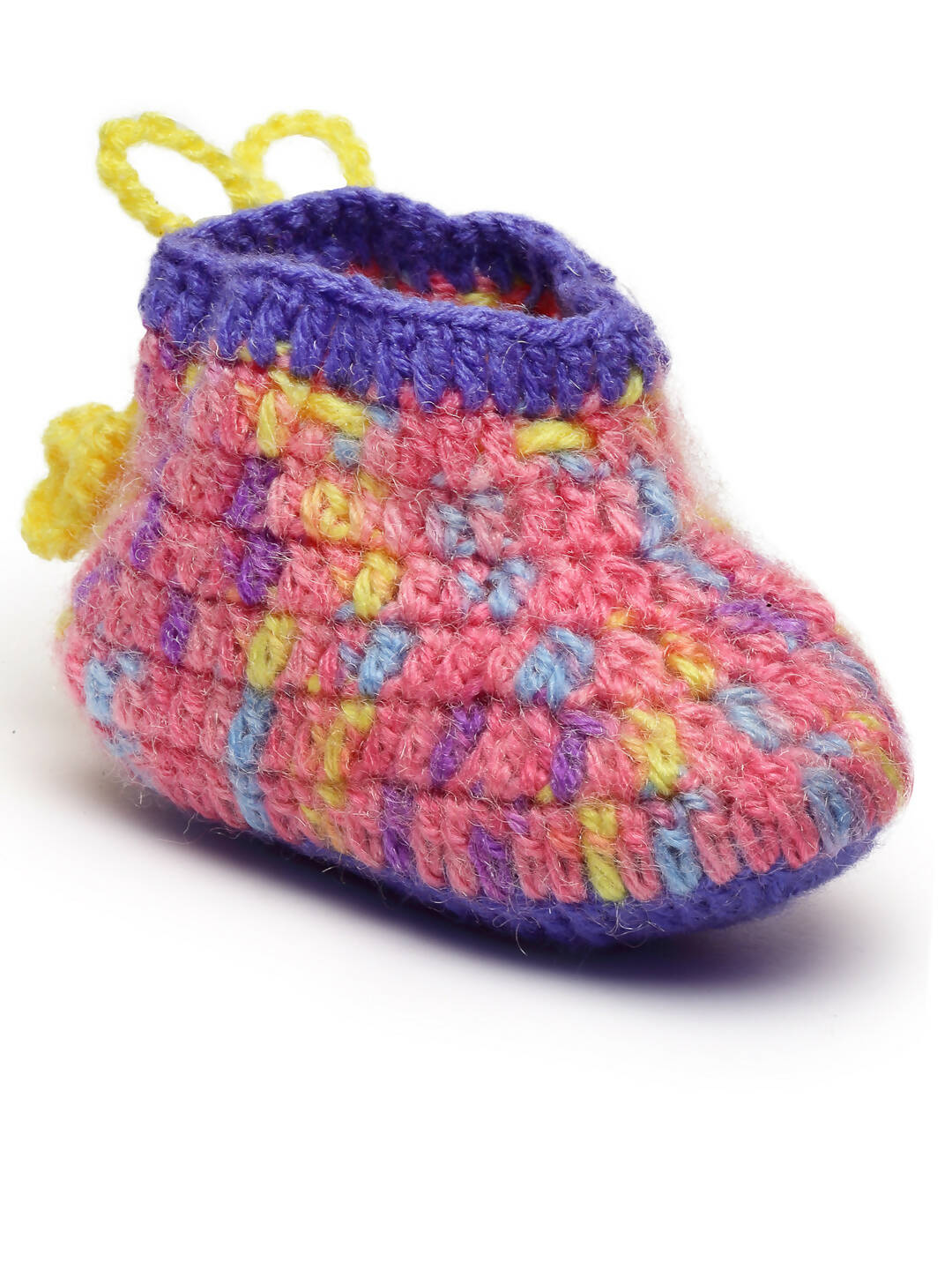Chutput Kids Woollen Hand Knitted Self Desgin Detailed Booties - Purple - Distacart