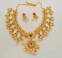 Thumbnail for Emeralds Guttapusalu Necklace Set