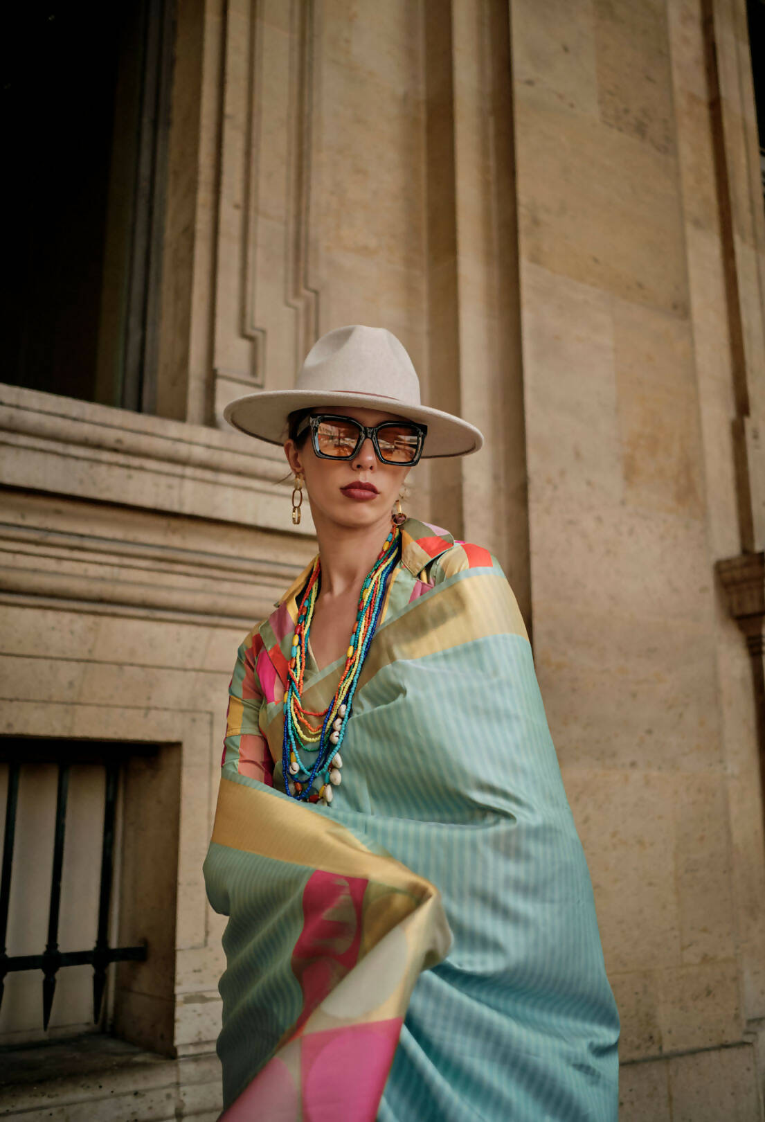 Sky Bluesoft Handloom Sik Zari & Thread Work, Contrast Pallu Saree - Rajtex Kube Silk - Distacart