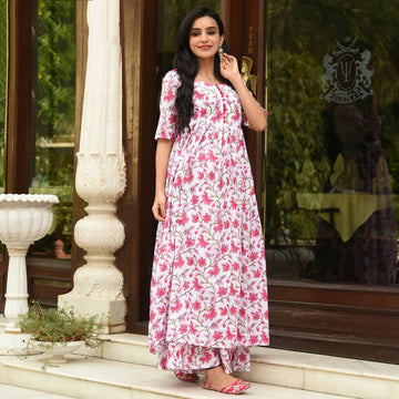 PartyWear Designer White And Pink Pure Maslin Plazzo Suit - Anbazaar - Distacart