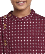 Thumbnail for Manet Boys Full Sleeves Dot Printed Ethnic Shirt - Maroon - Distacart