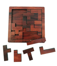 Thumbnail for Kraftsman Portable Wooden Tetris Puzzle | 13 Pieces Puzzle Board for Kids and Adults | Travel Pouch Included - Distacart