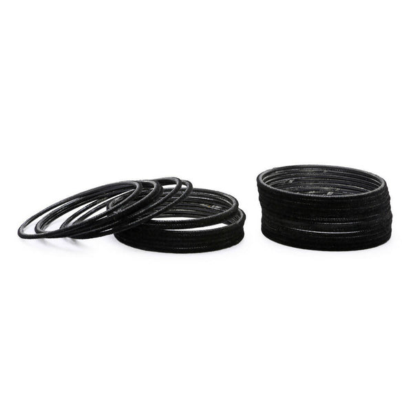 Afast Designer Fancy Party Velvet Bangle/ Kada Set, Black, Metal, Pack Of 48 - Distacart