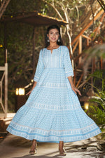 Thumbnail for Juniper Women Blue Rayon Printed Tiered Dress - Distacart