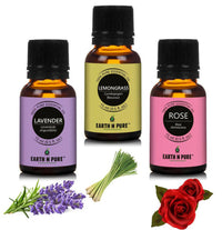 Thumbnail for Earth N Pure Essential Oils (Lavender, Lemongrass & Rose) Combo - Distacart