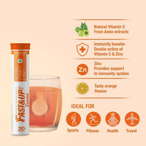 Fast&Up Charge Natural Vitamin C & Zinc Tablets - Orange Flavour Ingredients