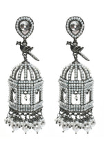 Thumbnail for Mominos Fashion Johar Kamal Silver Color Bird Nest Earrings With Pearls - Distacart