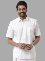 Thumbnail for Ramraj Cotton Mens Half Sleeve Formal Poly Cotton White Shirt - Distacart