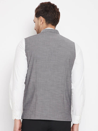 Even Apparels Grey Merino Men Woven Nehru Jacket NJW-PW690 - Distacart