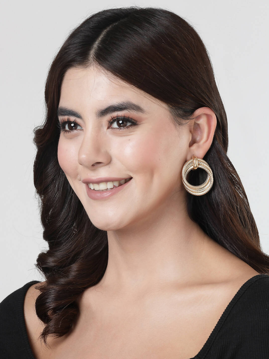 NVR Women's Gold-Plated Hoop Earrings - Distacart