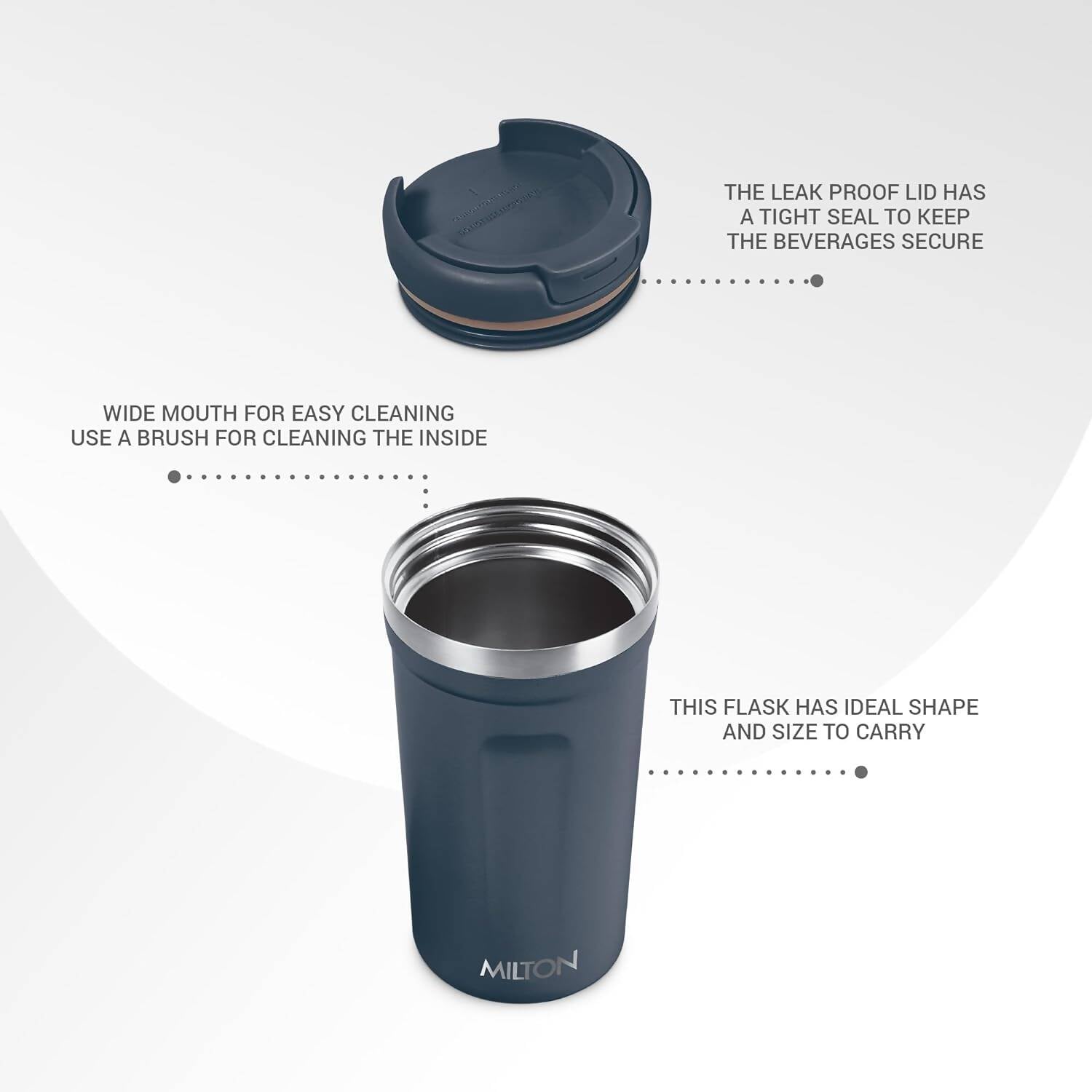 Milton Corral Thermosteel Insulated Coffee Mug Tumbler - 400ml (Navy Blue) - Distacart