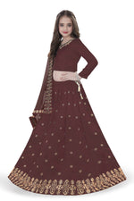 Thumbnail for Dwiden Maroon Queen Tafetta Sattin Semi-Stitched Girl's Lehenga Choli - Distacart