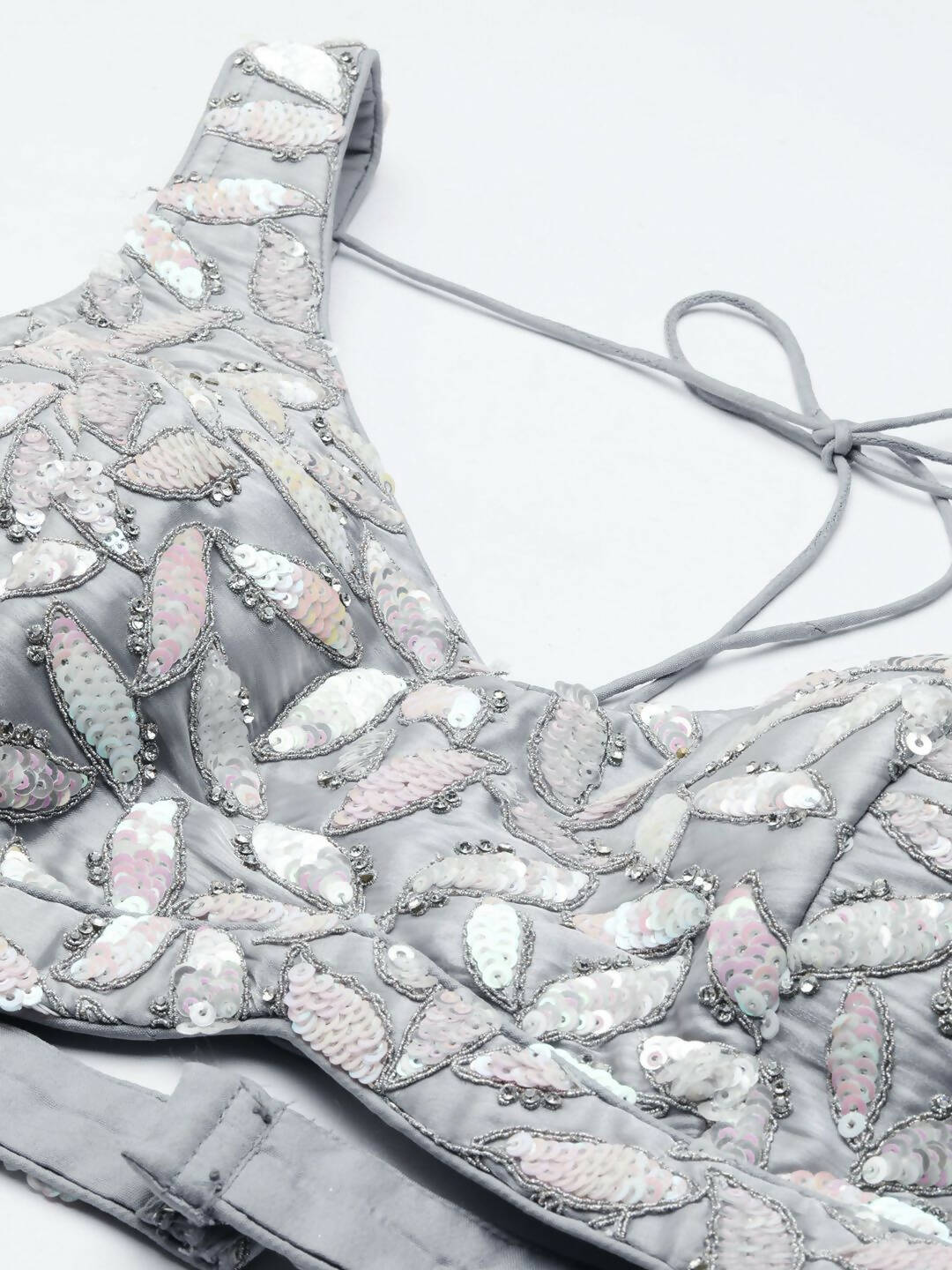 House of Panchhi Grey Organza Sequins & Zarkan embroidery Lehenga choli & Dupatta - Distacart