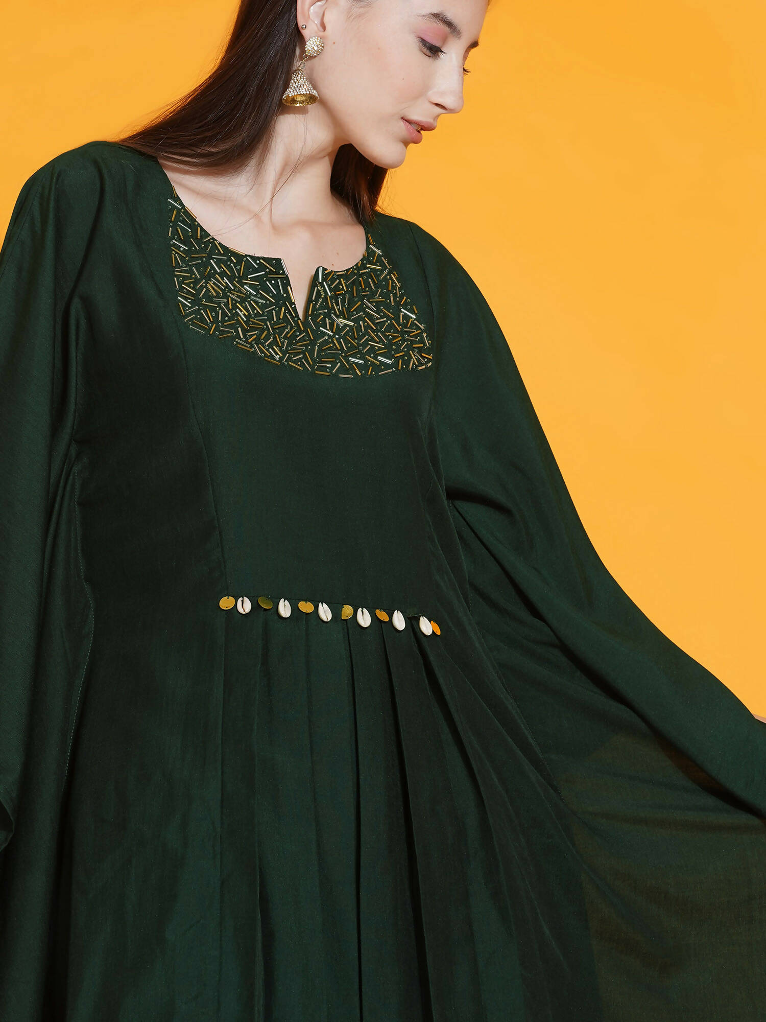 Women Republic Green Kaftan With Hand Embellishment And Dhoti Salwaar - Distacart