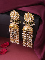 Thumbnail for NVR Women Gold-Plated Contemporary Jhumkas Earrings - Distacart