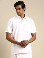 Thumbnail for Ramraj Cotton Mens Half Sleeve Formal 100 % Cotton White Shirt - Distacart