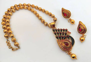 Pink Kemp Peacock Handmade Necklace Set - Distacart